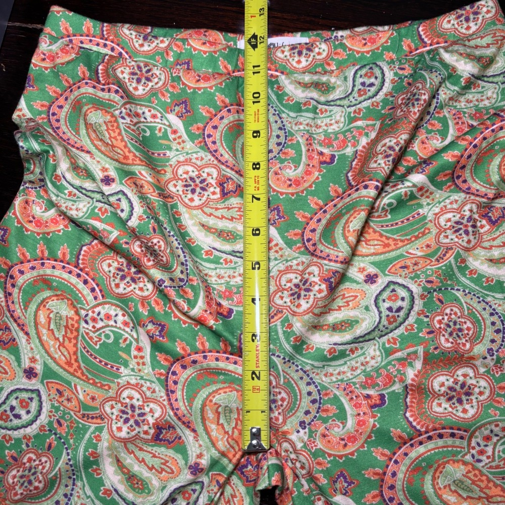 Natural Life Cali Knit Green Paisley Flare Leg Bell Bottom Large Retro Boho - Picture 7 of 12